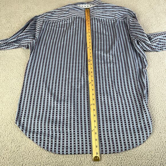 Robert Graham Shirt Mens 3XL Purple Blue Pink Long Sleeve Flip Cuff Button - Picture 8 of 13